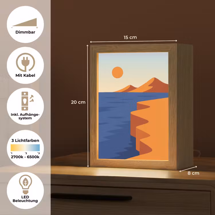 Landschap - Bergen - Zon - Zee Light Box met kabel (Tafellamp) klein -USP_DE