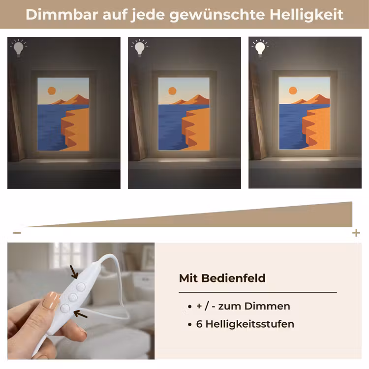 Landschap - Bergen - Zon - Zee Light Box met kabel (Tafellamp) klein -USP_dimbaarDE