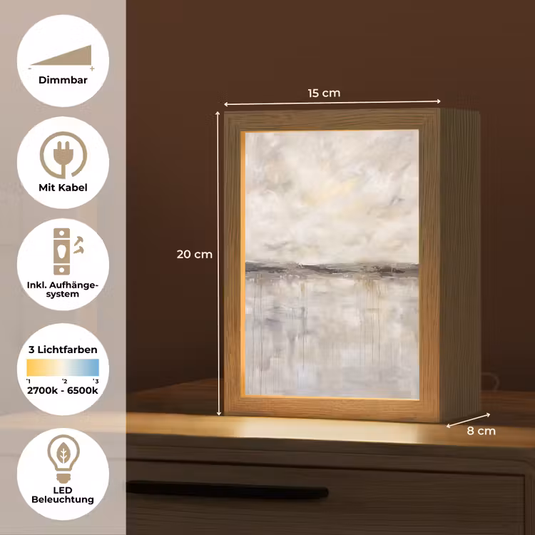 Landschap - Horizon - Natuur - Abstract - Neutraal Light Box met kabel (Tafellamp) klein -USP_DE