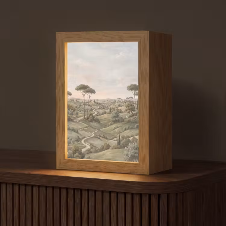 Landschap - Heuvels - Zandpad - Groen Light Box met kabel (Tafellamp) klein -z3d_website