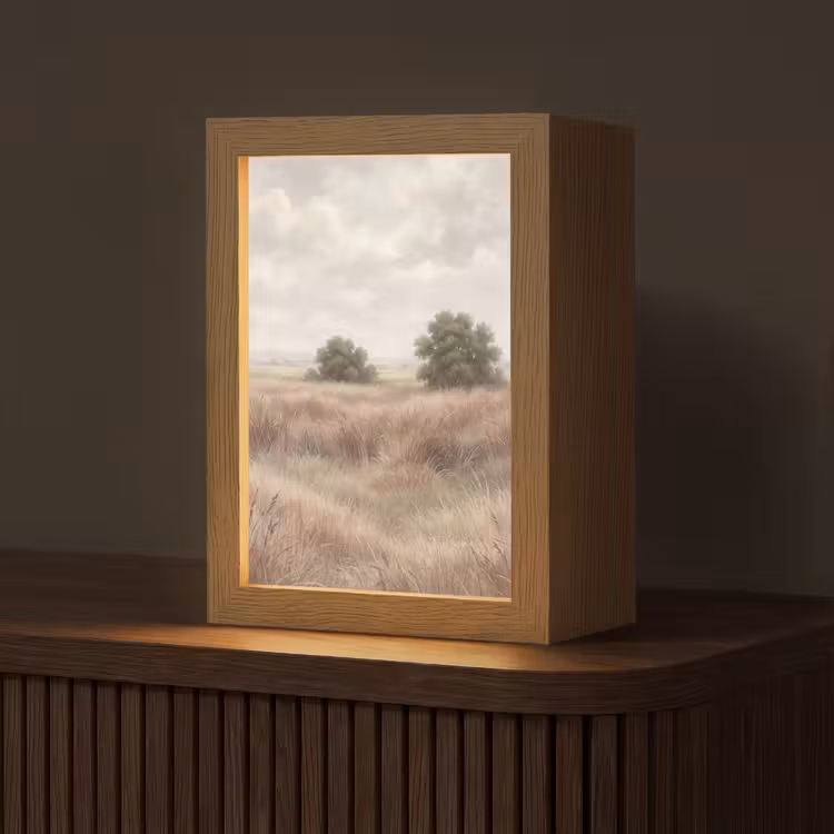 Landschap - Minimalistisch - Beige Light Box met kabel (Tafellamp) klein -z3d_website