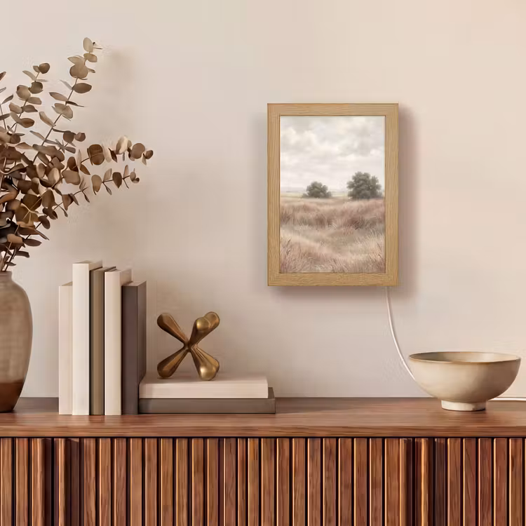 Landschap - Minimalistisch - Beige Light Box met kabel (Tafellamp) klein -sfeer2