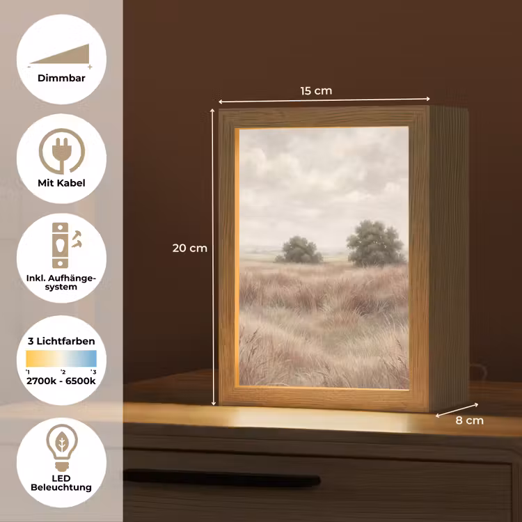 Landschap - Minimalistisch - Beige Light Box met kabel (Tafellamp) klein -USP_DE
