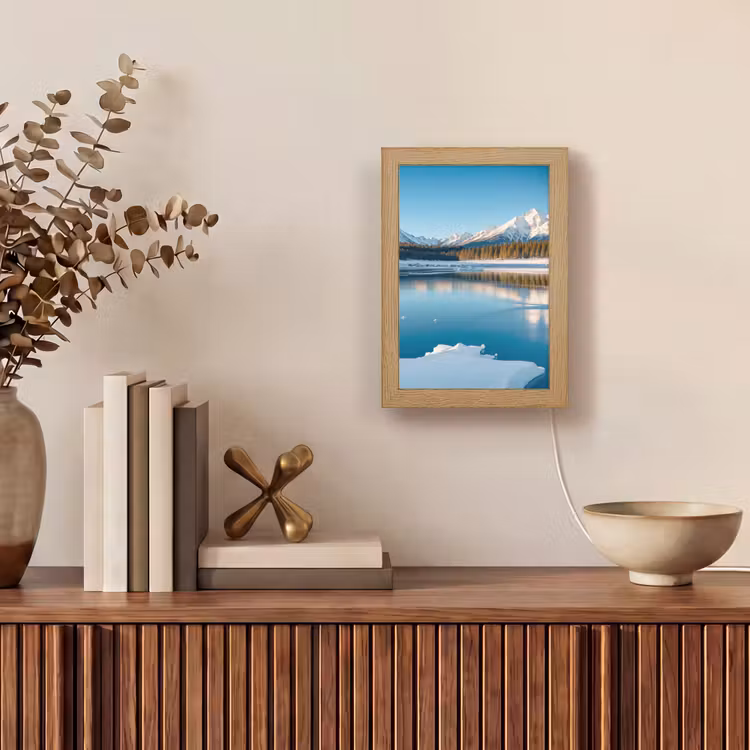 Landschap - Winter - Meer - Bergen - Uitzicht - IJs Light Box met kabel (Tafellamp) klein -sfeer2