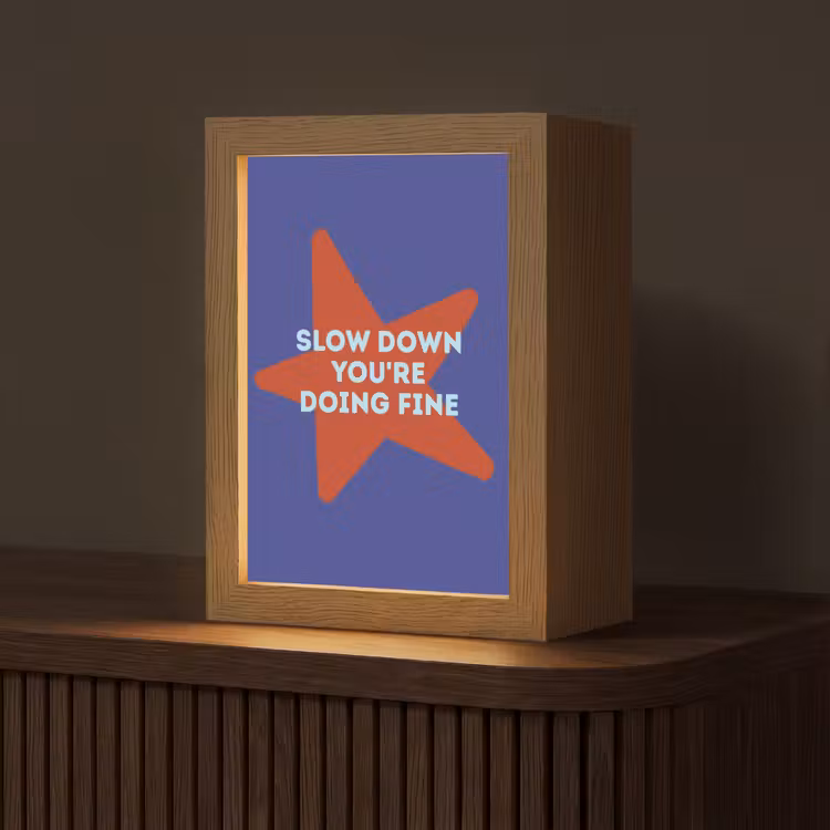 Slow down you're doing fine - Ster - Blauw Light Box met kabel (Tafellamp) klein -z3d_website