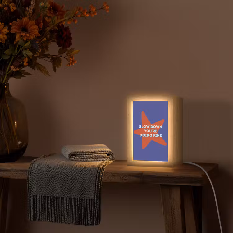 Slow down you're doing fine - Ster - Blauw Light Box met kabel (Tafellamp) klein -sfeer4