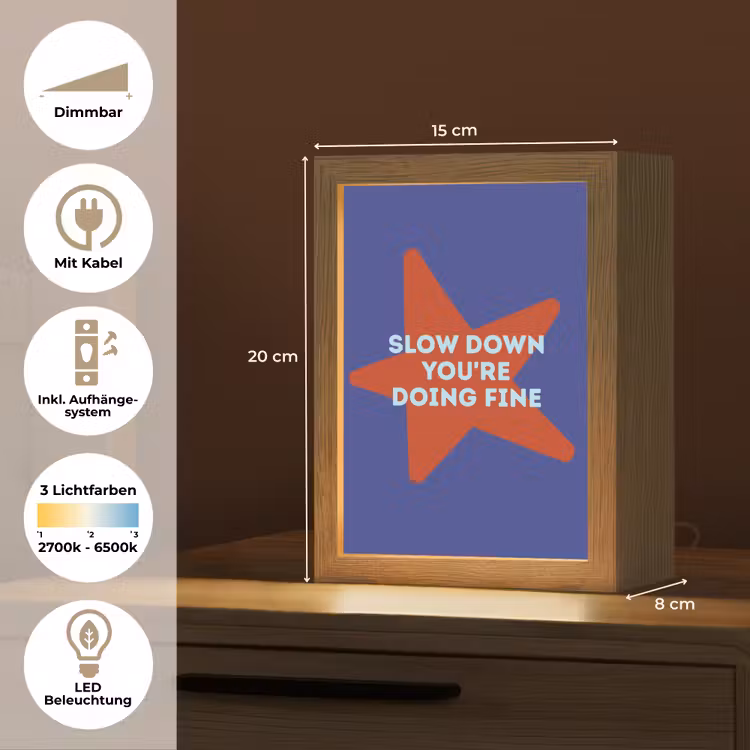Slow down you're doing fine - Ster - Blauw Light Box met kabel (Tafellamp) klein -USP_DE