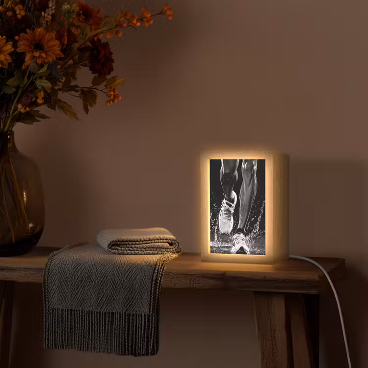 Hardloopschoenen - Rennen - Druppels - Zwart Light Box met kabel (Tafellamp) klein -sfeer4