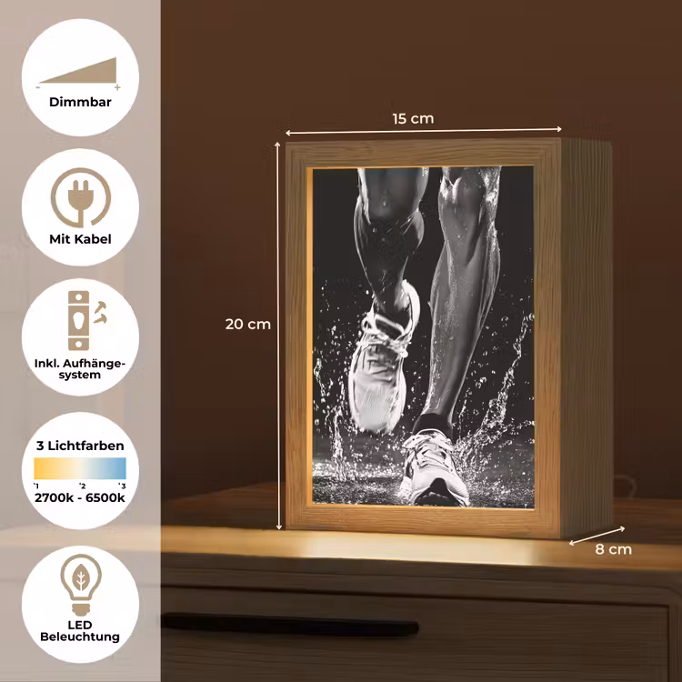 Hardloopschoenen - Rennen - Druppels - Zwart Light Box met kabel (Tafellamp) klein -USP_DE