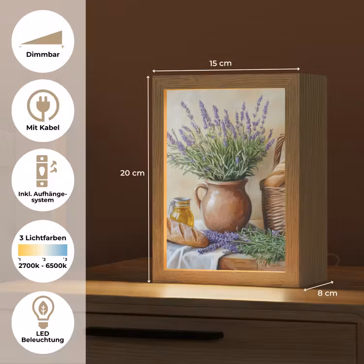 Lavendel - Brood - Stilleven Light Box met kabel (Tafellamp) klein -USP_DE