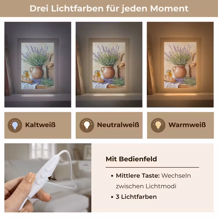 Lavendel - Brood - Stilleven Light Box met kabel (Tafellamp) klein -USP_lichtkleurDE