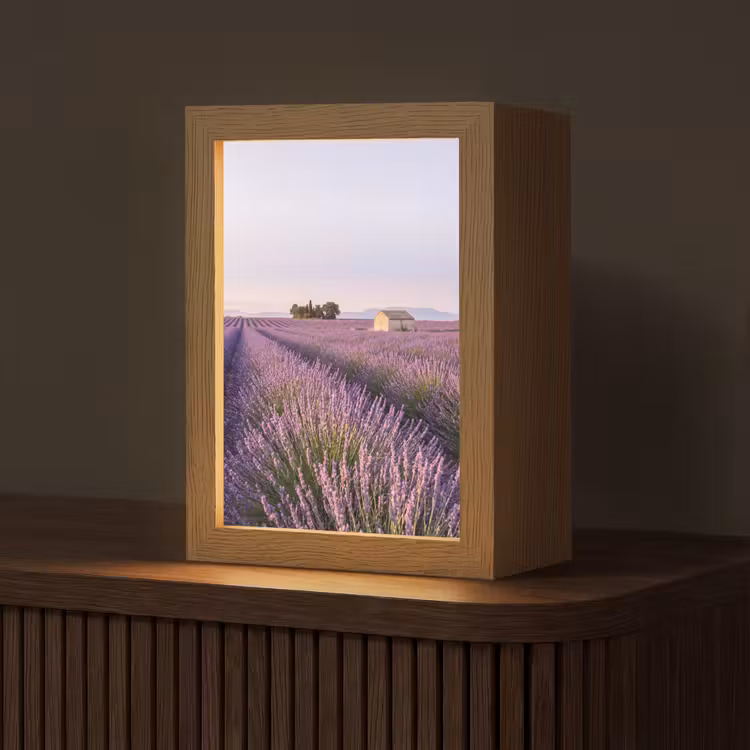 Lavendel - Landschap - Sereen - Paars Light Box met kabel (Tafellamp) klein -z3d_website