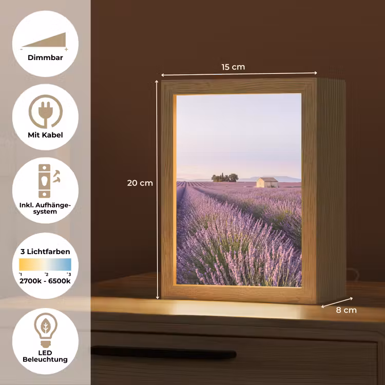 Lavendel - Landschap - Sereen - Paars Light Box met kabel (Tafellamp) klein -USP_DE