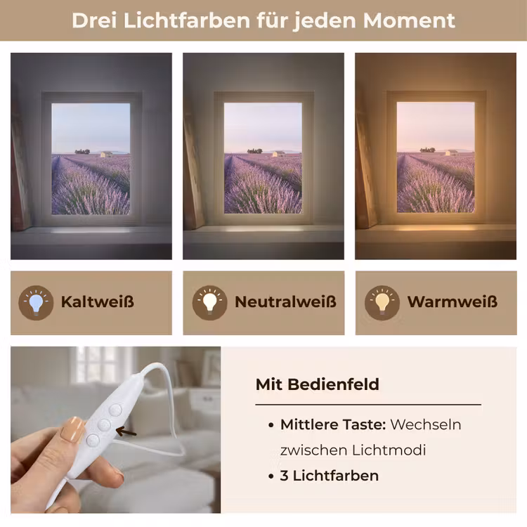 Lavendel - Landschap - Sereen - Paars Light Box met kabel (Tafellamp) klein -USP_lichtkleurDE