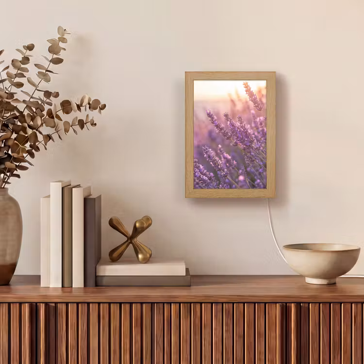 Lavendel - Paars - Zonlicht Light Box met kabel (Tafellamp) klein -sfeer2