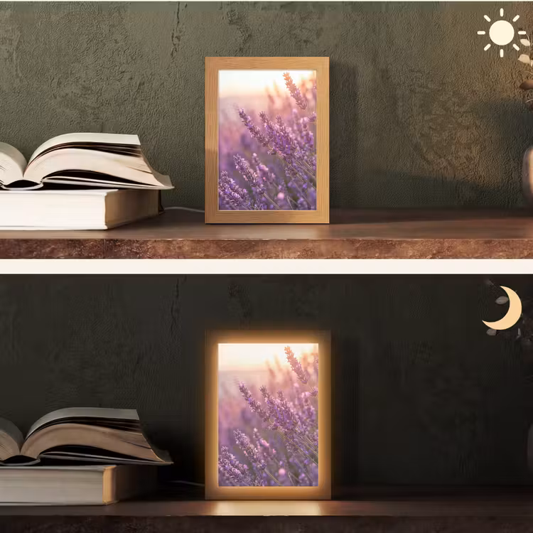 Lavendel - Paars - Zonlicht Light Box met kabel (Tafellamp) klein -sfeer3