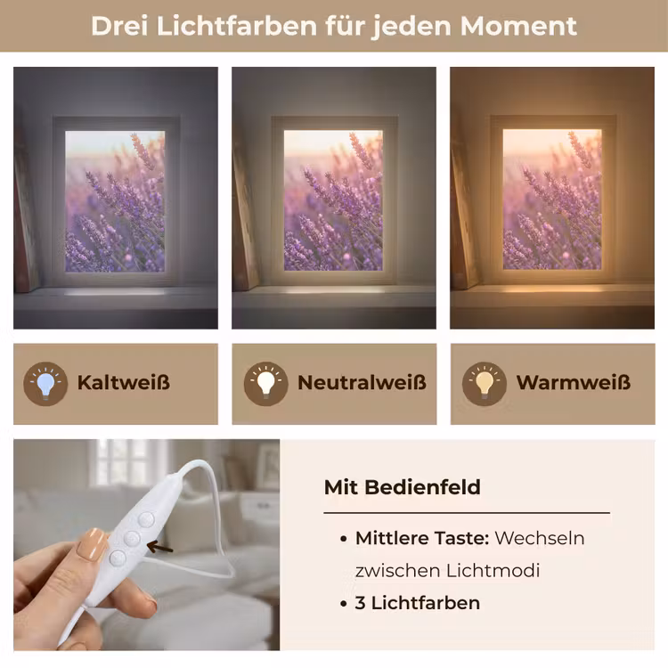 Lavendel - Paars - Zonlicht Light Box met kabel (Tafellamp) klein -USP_lichtkleurDE