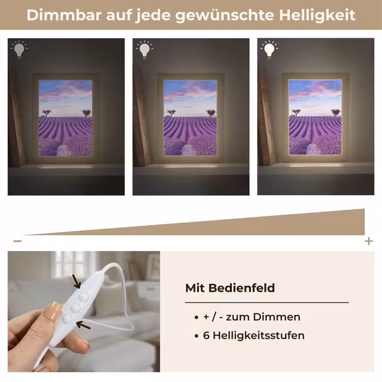 Lavendel - Natuur - Paars - Bomen - Bloemen Light Box met kabel (Tafellamp) klein -USP_dimbaarDE