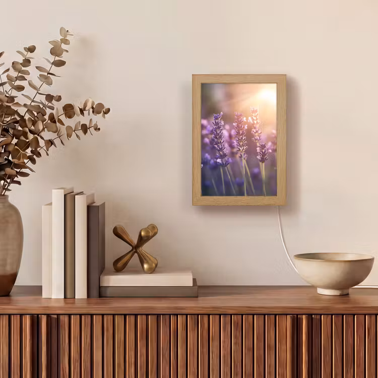 Lavendelbloemen - Paars - Zonlicht Light Box met kabel (Tafellamp) klein -sfeer2