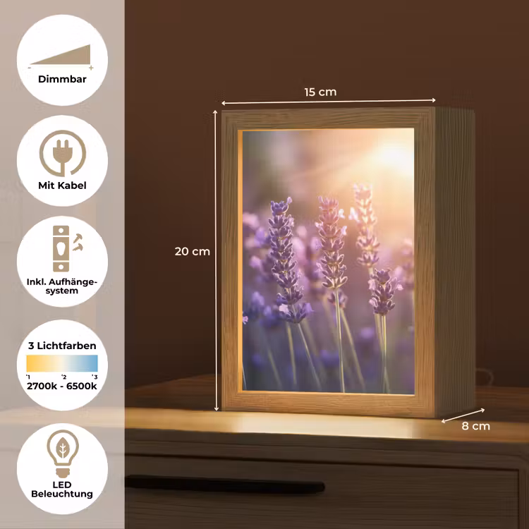Lavendelbloemen - Paars - Zonlicht Light Box met kabel (Tafellamp) klein -USP_DE