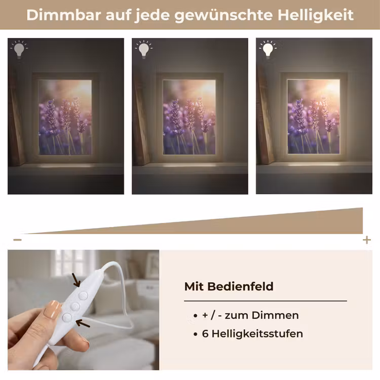 Lavendelbloemen - Paars - Zonlicht Light Box met kabel (Tafellamp) klein -USP_dimbaarDE