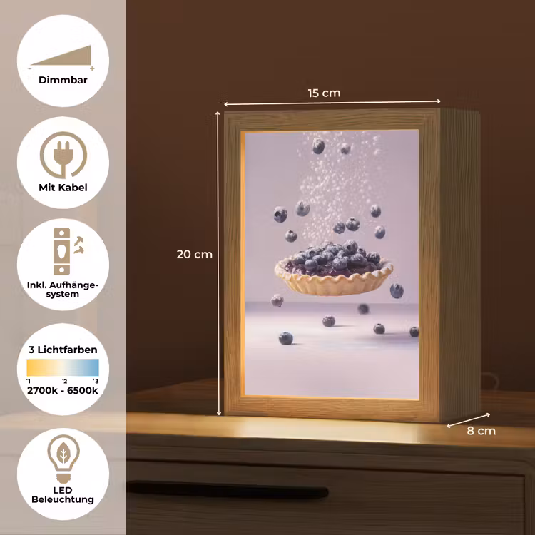 Eten - Taart - Bessen - Blauw Light Box met kabel (Tafellamp) klein -USP_DE