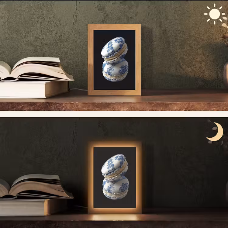 Eten - Macarons - Delfts blauw - Koekjes Light Box met kabel (Tafellamp) klein -sfeer3