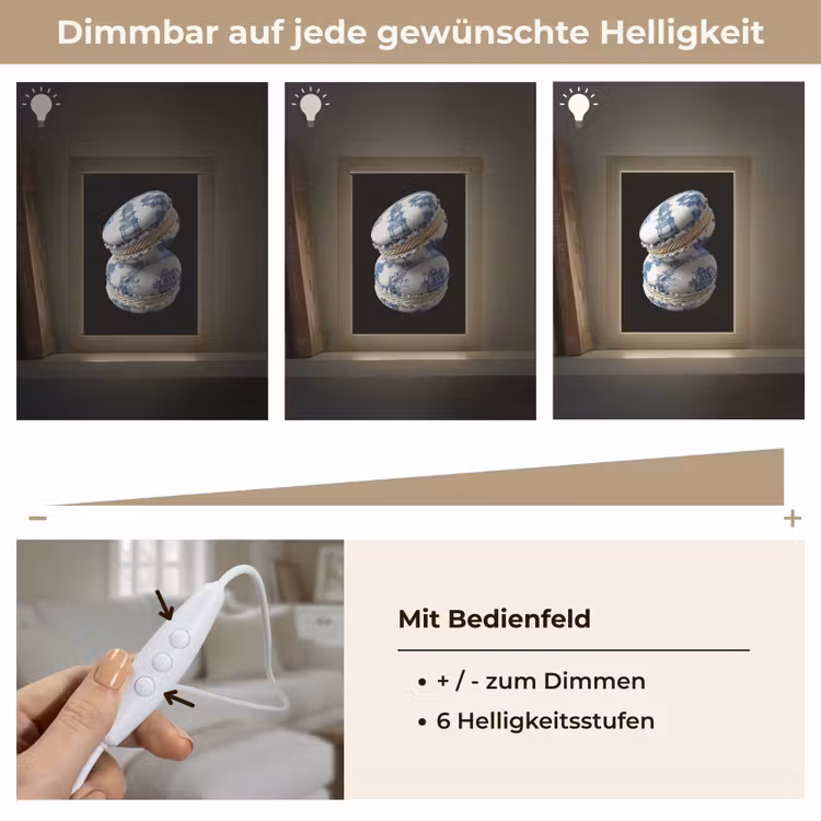 Eten - Macarons - Delfts blauw - Koekjes Light Box met kabel (Tafellamp) klein -USP_dimbaarDE