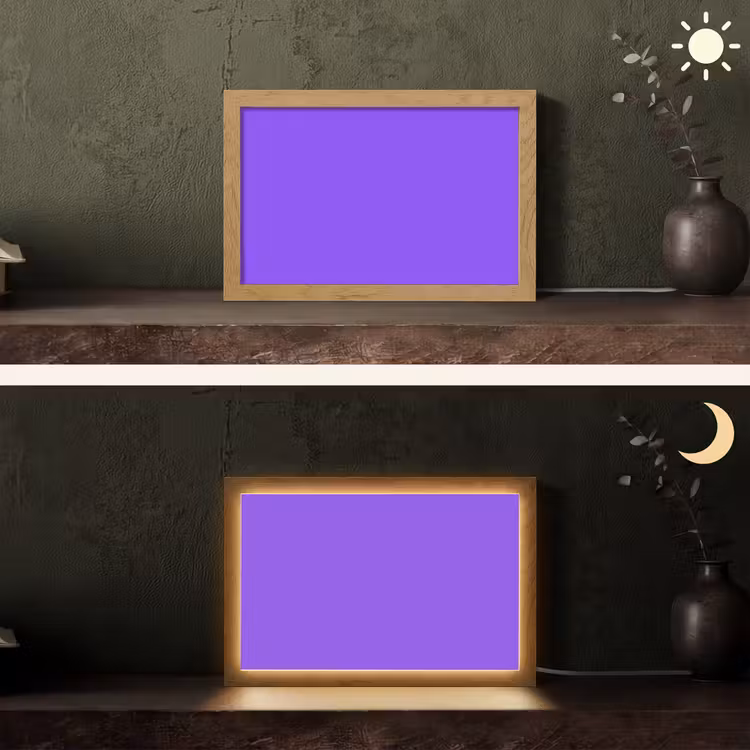 Vivid - Violet - Paars Light Box met kabel (Tafellamp) klein 924 -sfeer3
