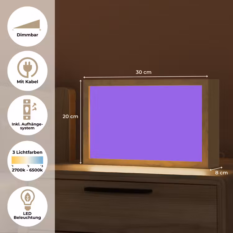 Vivid - Violet - Paars Light Box met kabel (Tafellamp) klein 924 -USP_DE