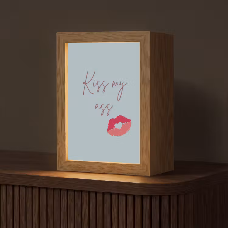 Kiss my ass - Lip - Blauw Light Box met kabel (Tafellamp) klein -z3d_website