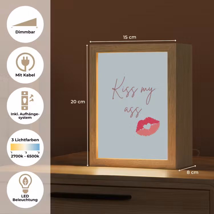 Kiss my ass - Lip - Blauw Light Box met kabel (Tafellamp) klein -USP_DE