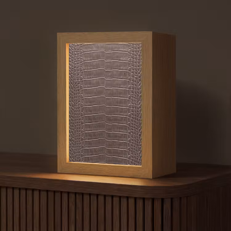 Leer - Krokodil - Mat Light Box met kabel (Tafellamp) klein -z3d_website