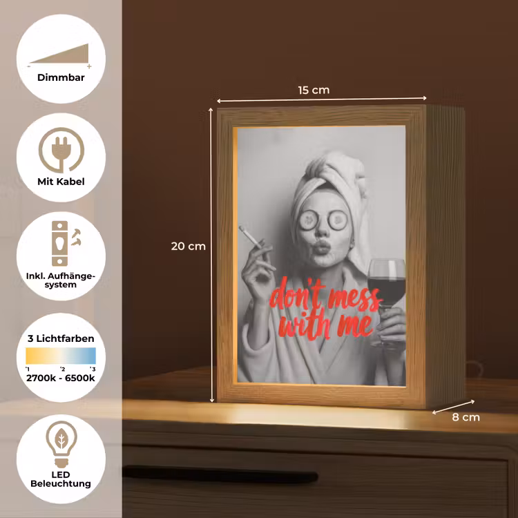 Don't mess with me - Wijn - Vrouw - Sigaret Light Box met kabel (Tafellamp) klein -USP_DE