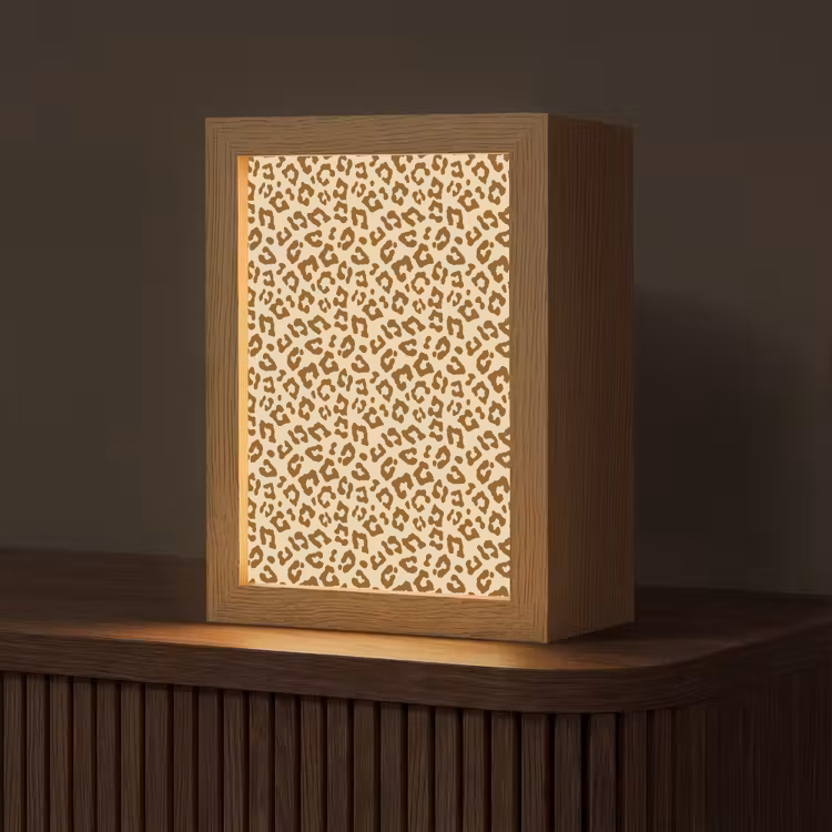 Luipaard - Bruin - Patroon Light Box met kabel (Tafellamp) klein 925 -z3d_website