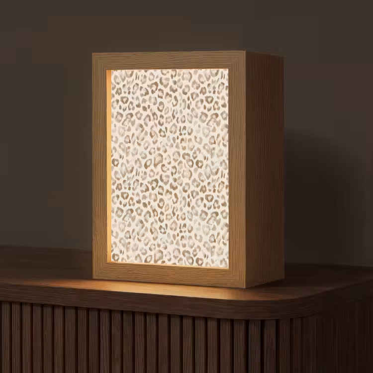 Luipaard - Klassiek - Beige Light Box met kabel (Tafellamp) klein 925 -z3d_website