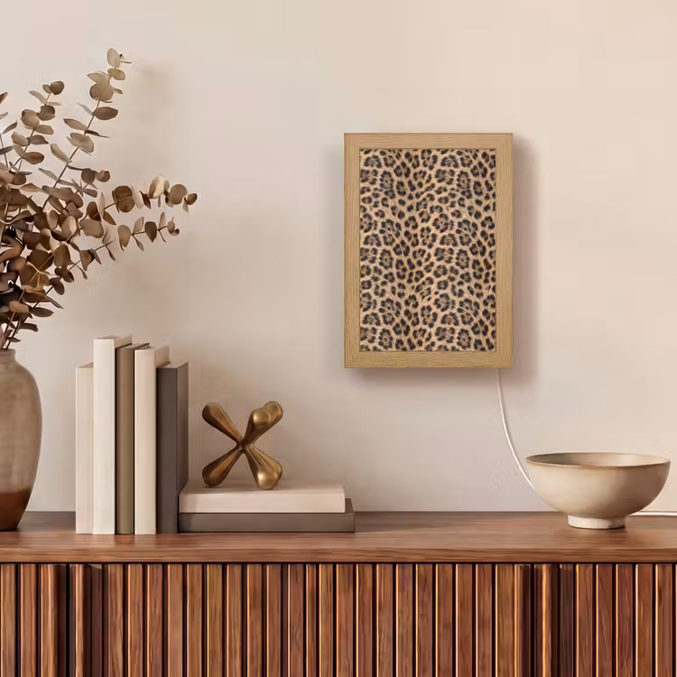 Luipaard - Vacht - Klassiek - Bruin Light Box met kabel (Tafellamp) klein -sfeer2