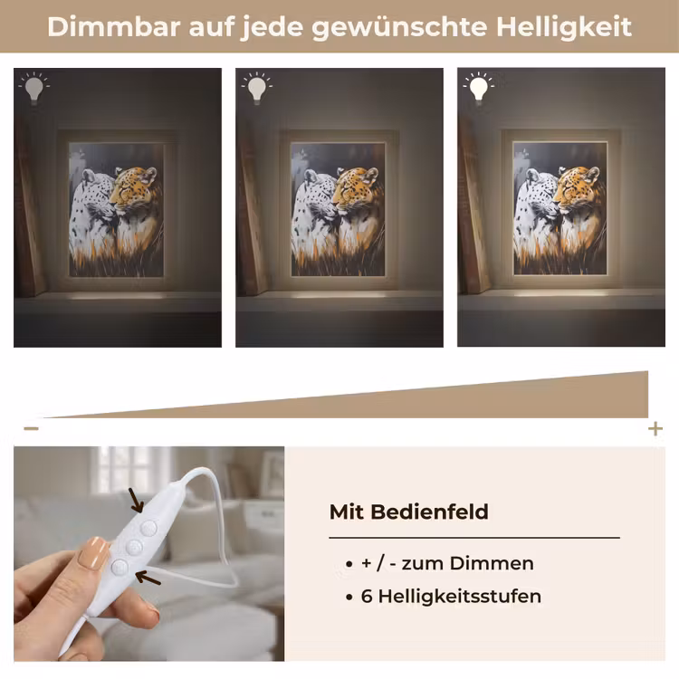 Luipaard - Oranje - Wit - Gras Light Box met kabel (Tafellamp) klein -USP_dimbaarDE
