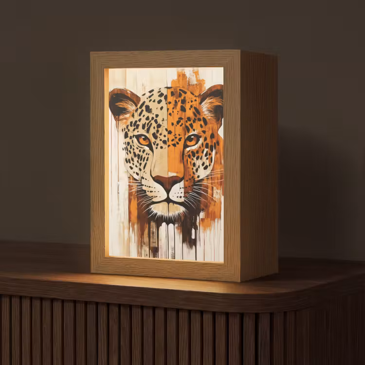 Luipaard - Symmetrisch - Strepen Light Box met kabel (Tafellamp) klein -z3d_website