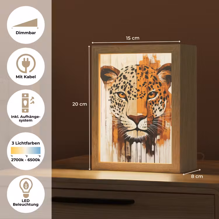 Luipaard - Symmetrisch - Strepen Light Box met kabel (Tafellamp) klein -USP_DE