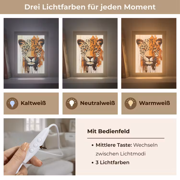 Luipaard - Symmetrisch - Strepen Light Box met kabel (Tafellamp) klein -USP_lichtkleurDE
