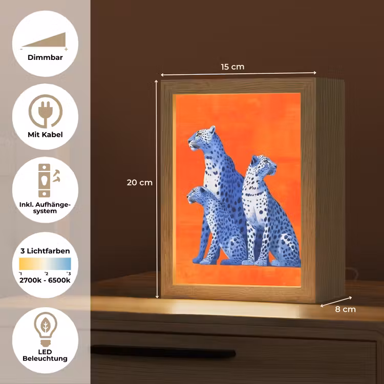 Luipaarden - Stippen - Oranje Light Box met kabel (Tafellamp) klein -USP_DE
