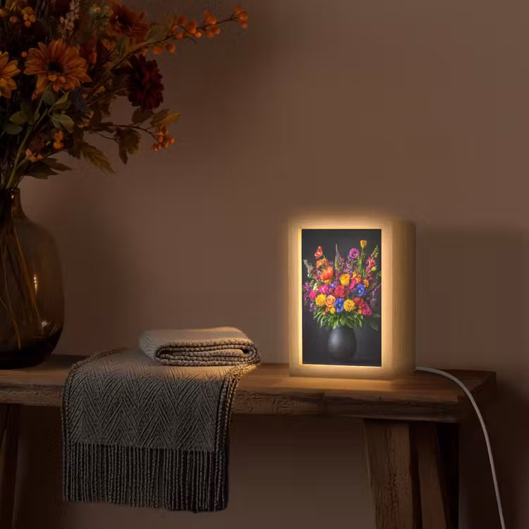 Felgekleurd - Bloemen - Vaas Light Box met kabel (Tafellamp) klein -sfeer4