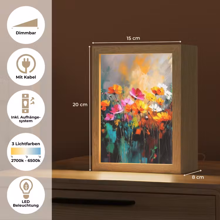 Felgekleurd - Bloemblaadjes - Abstract Light Box met kabel (Tafellamp) klein -USP_DE