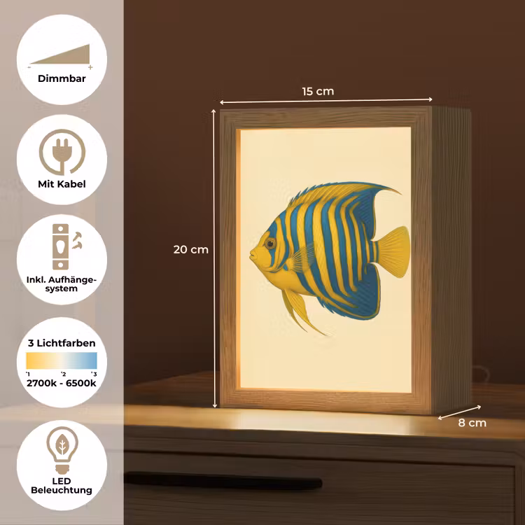 Felgeel - Vis - Strepen - Vinnen Light Box met kabel (Tafellamp) klein -USP_DE
