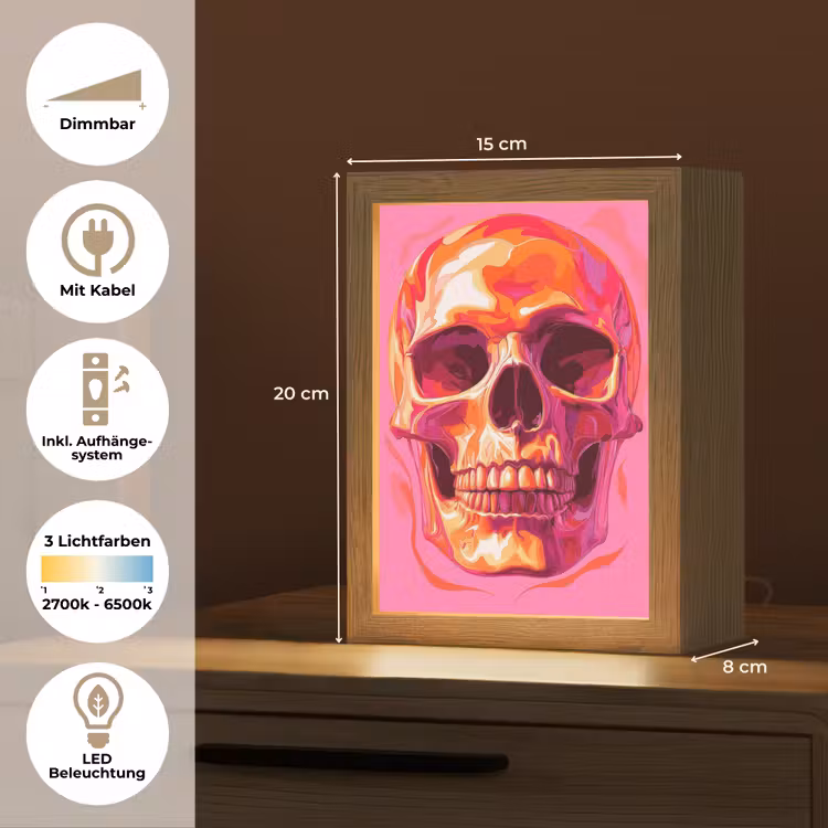 Felroze - Tanden - Schedel Light Box met kabel (Tafellamp) klein -USP_DE