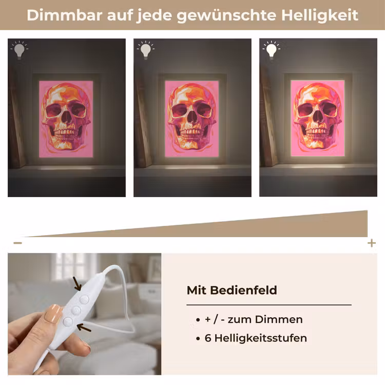 Felroze - Tanden - Schedel Light Box met kabel (Tafellamp) klein -USP_dimbaarDE