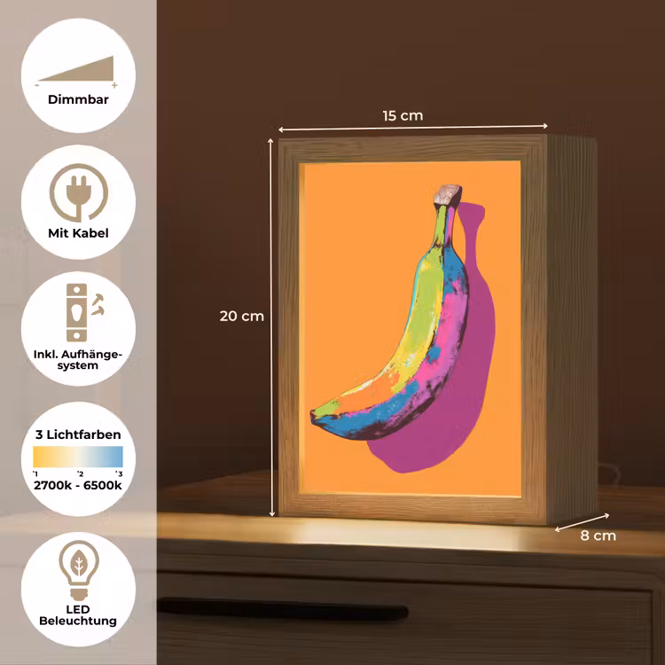 Felle kleuren - Banaan - popart Light Box met kabel (Tafellamp) klein -USP_DE