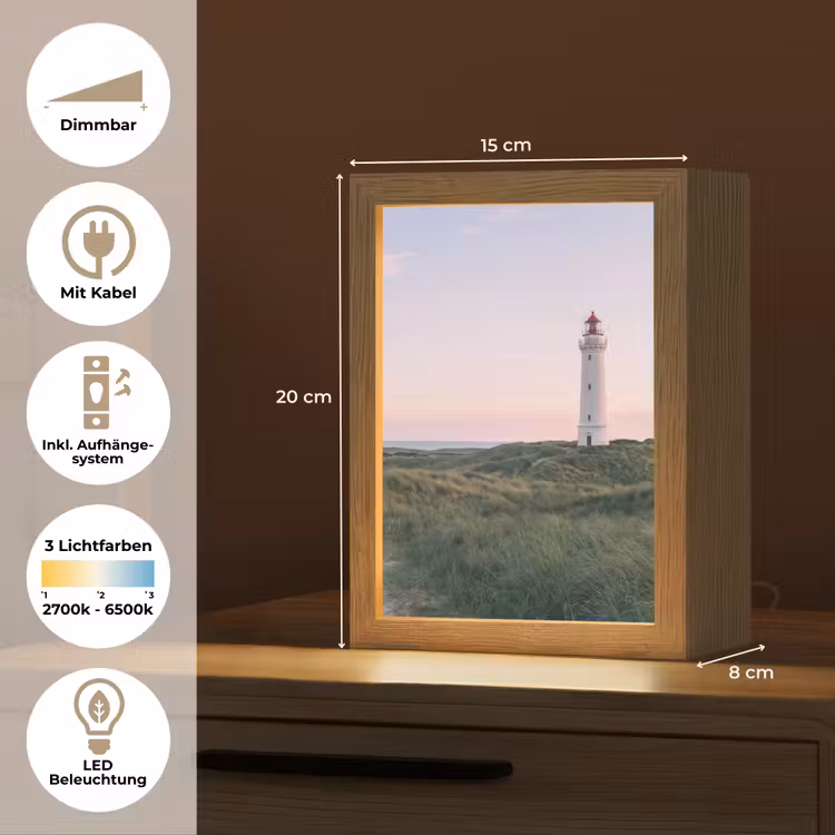 Vuurtoren - Duinlandschap - Zee Light Box met kabel (Tafellamp) klein -USP_DE