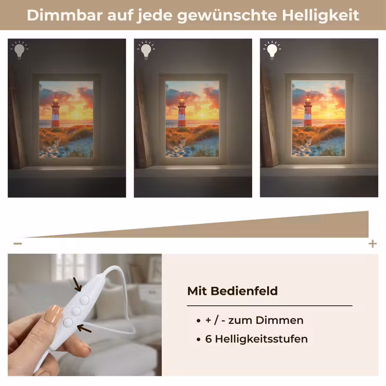 Vuurtoren - Zonsondergang - Duinen - Horizon Light Box met kabel (Tafellamp) klein -USP_dimbaarDE